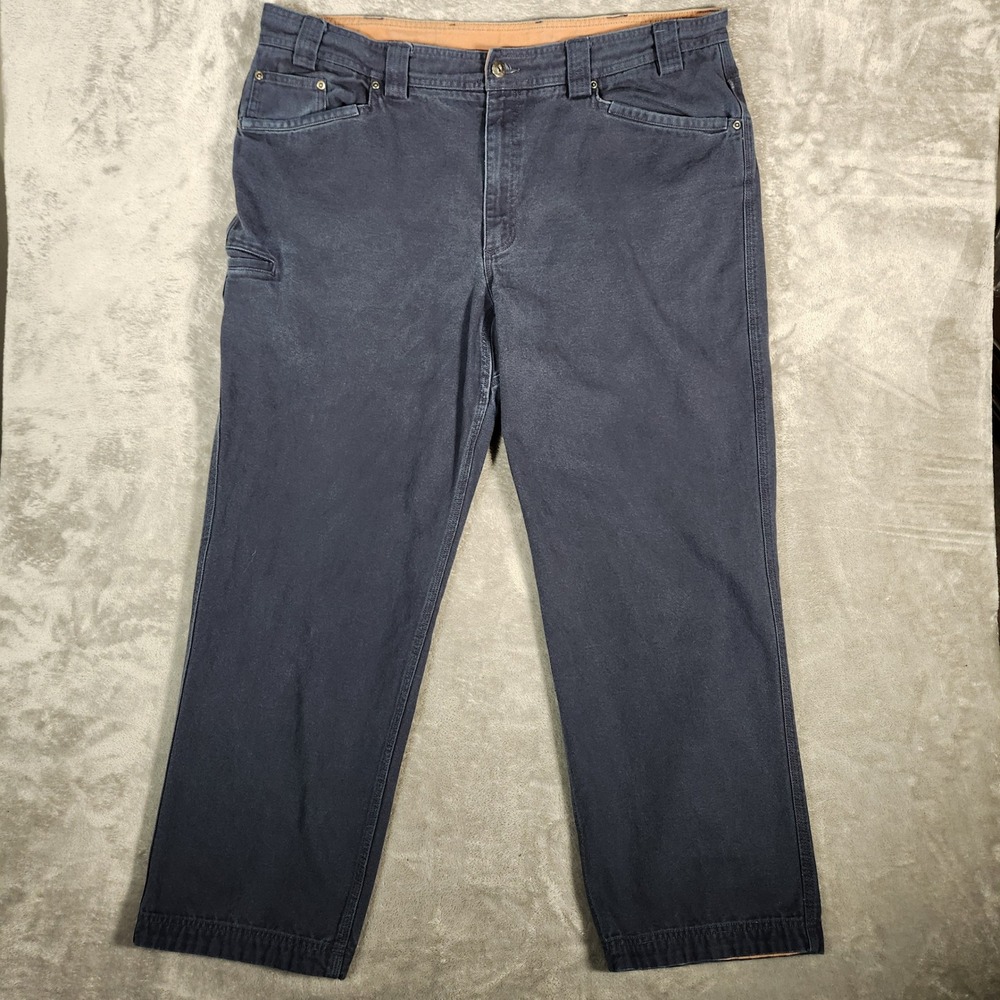Duluth Trading Co Pants Men's 42X32 Blue Cotton Cargo Style Work Navy‎